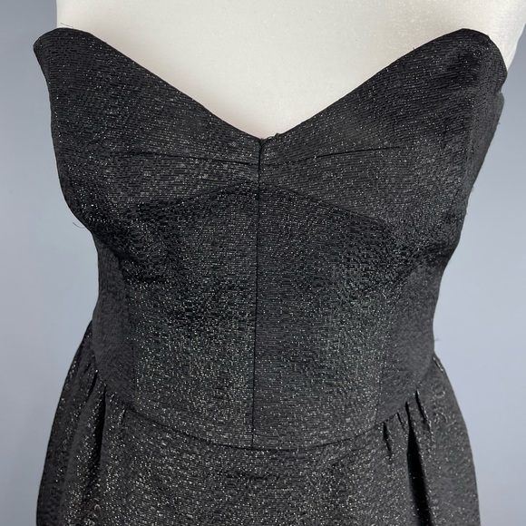 MILLY of New York Black Strapless Dress Size 2 shimmering with metallic thread - Picture 2 of 8